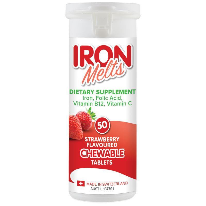 Iron Melts 50 เม็ดเคี้ยวสตรอเบอร์รี่ Flavour