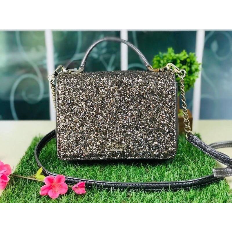 Kate Spade Laurel Way Glitter Maisie Black Leather Crossbody Bag WKRU5692