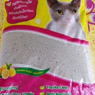 ทรายเเมวทรายแมว กลิ่นเลม่อน10ลิตร ควบคุมกลิ่นได้ดีcat litter 10L LEMON SCENT