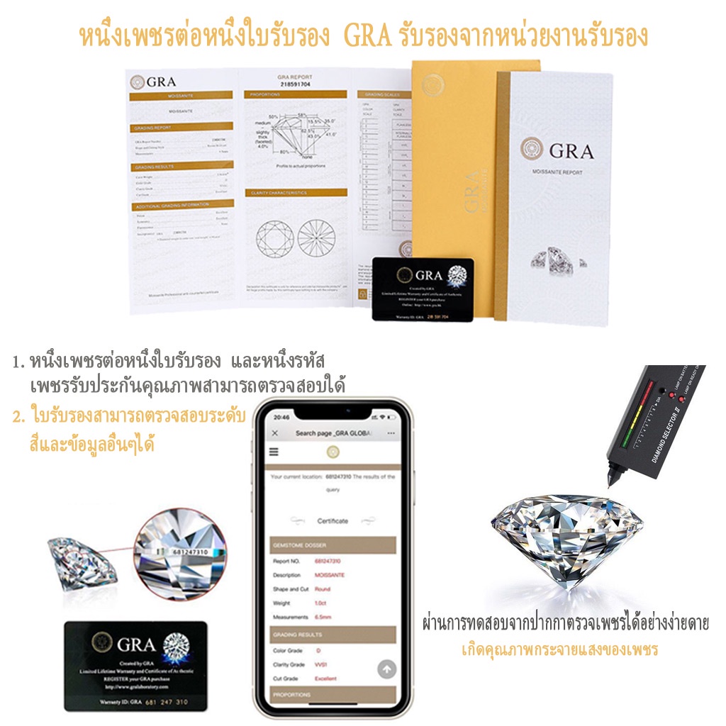 Vvi Moissanite Ring แหวนเงินแท้ 925 แหวนเพชร เงินแท้ ชาย เพชรโมอีส  คู่รัก ของขวัญแฟน วันครบรอบ vvs/D 0.3ct - รูปที่ 6