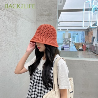 Back2life ใหม่ หมวกฟางบักเก็ต กันแดด ป้องกันรังสียูวี สีพื้น พับได้ หลากสี แฟชั่นสําหรับผู้หญิง