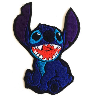 อาร์มรีดติดเสื้อผ้า ปักลาย การ์ตูน STICH ตัวรีดติดผ้า ปักลาย สติช แผ่นรีดติดผ้า ปักลาย STICH งานปักลาย การ์ตูน รูป สติช