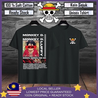 เสื้อยืด ผ้าฝ้าย 100% พิมพ์ลาย One Piece Monkey D.Luffy Baju Viral Lelaki Baju สําหรับผู้ชาย