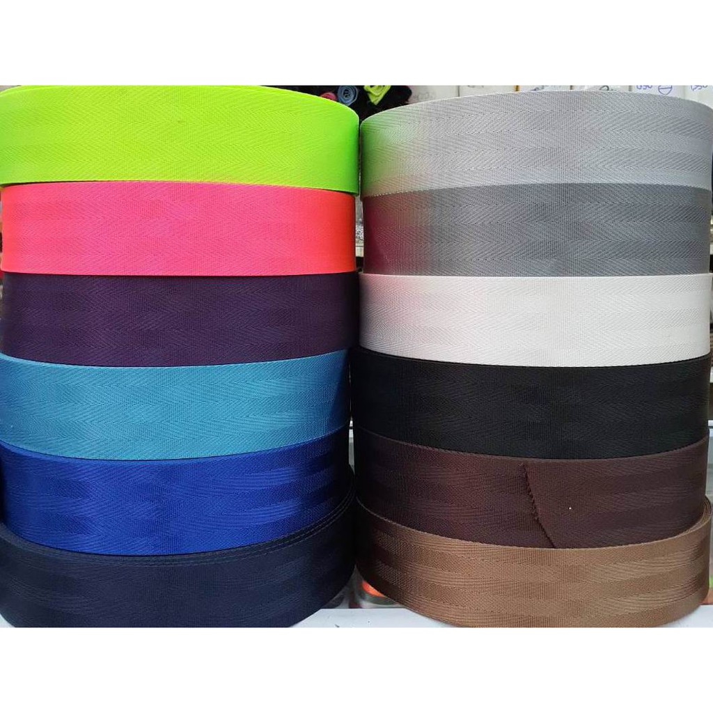 สายสะพาย 2 นิ้ว หลายสี 50ม  seat belt Nylon Polyester Webbing