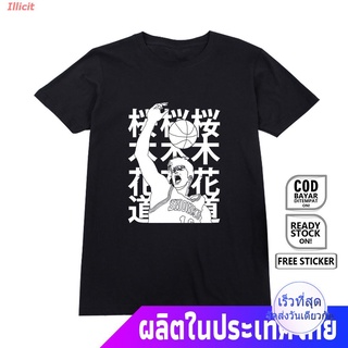 Illicit เสื้อยืดยอดนิยม เสื้อยืดคอสเพลย์พิมพ์ลายการ์ตูน MANGA WIBU HANAMICHI SAKURAGI SLAM DUNK SHOHOKU สไตล์ญี่ปุ่น Men