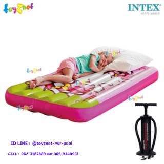 Intex ที่นอนเป่าลม แคมป์ปิ้ง เฮลโล คิตตี้ 0.88x1.57x0.18 ม. รุ่น 48775 + ที่สูบลม ดับเบิ้ลควิ๊ก ทรี