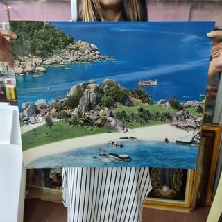 ภาพเปล่า ภาพวิวทะเล ภาพวิว วิว น้ำทะเลสวยๆ สบายตา ขนาด 16x20 นิ้ว (40x50ซม.) ภาพคมชัด ไม่แตกเบลอ สีสวย สีสด