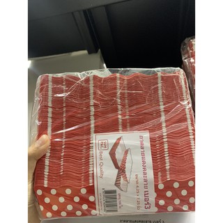 ถาดขนม ถาดลายแดงคละลาย เบอร์ 3 (แพ็ค /100ชิ้น)