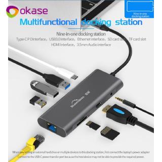 แท่นชาร์จแล็ปท็อป 9 In 1 Usb 3 . 0 Hdmi Tf Lan Pd Usb Hub สําหรับ Macbook Huawei