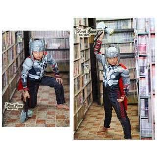 🔥ลดราคา🔥 Cosplay ชุดธอร์ รวมหน้ากาก ชุดแฟนซีเด็ก Thor Muscle