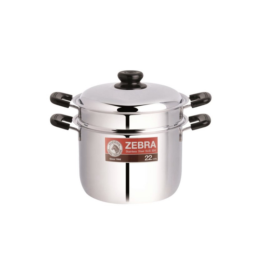 หม้อหุงต้ม Zebra Wisdom Worthy 22 ซม. ทรงสูง พร้อมชั้นนึ่ง