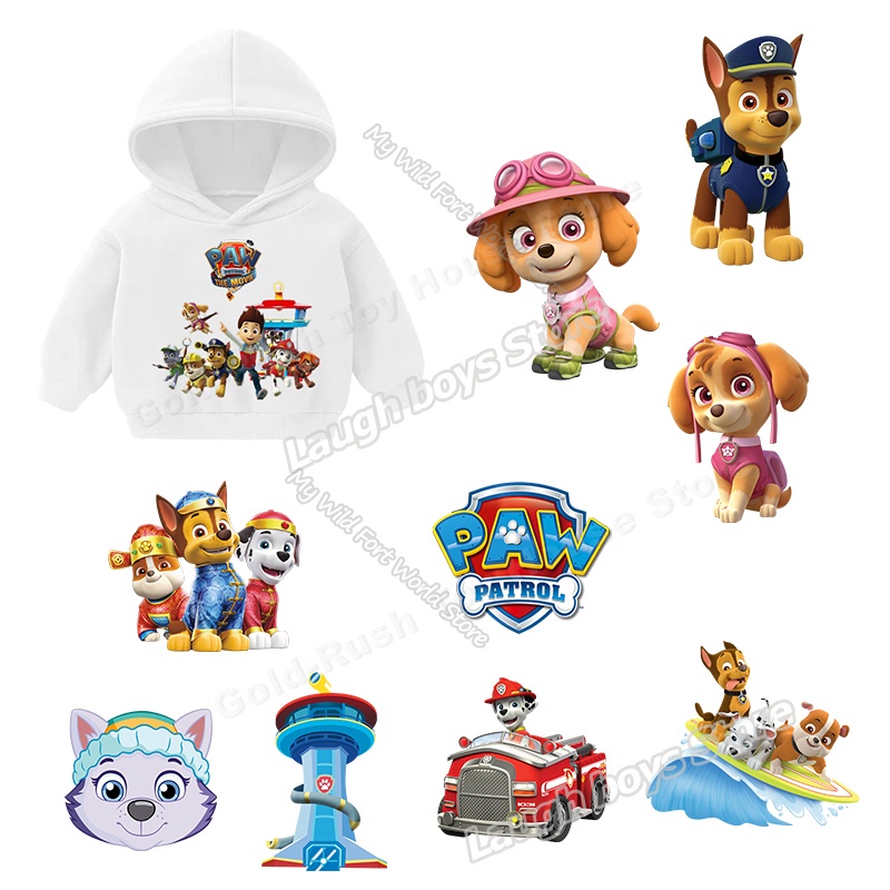 แผ่นรีดติดเสื้อยืด ลายการ์ตูน Paw Patrols ซักล้างได้ DIY สําหรับตกแต่ง