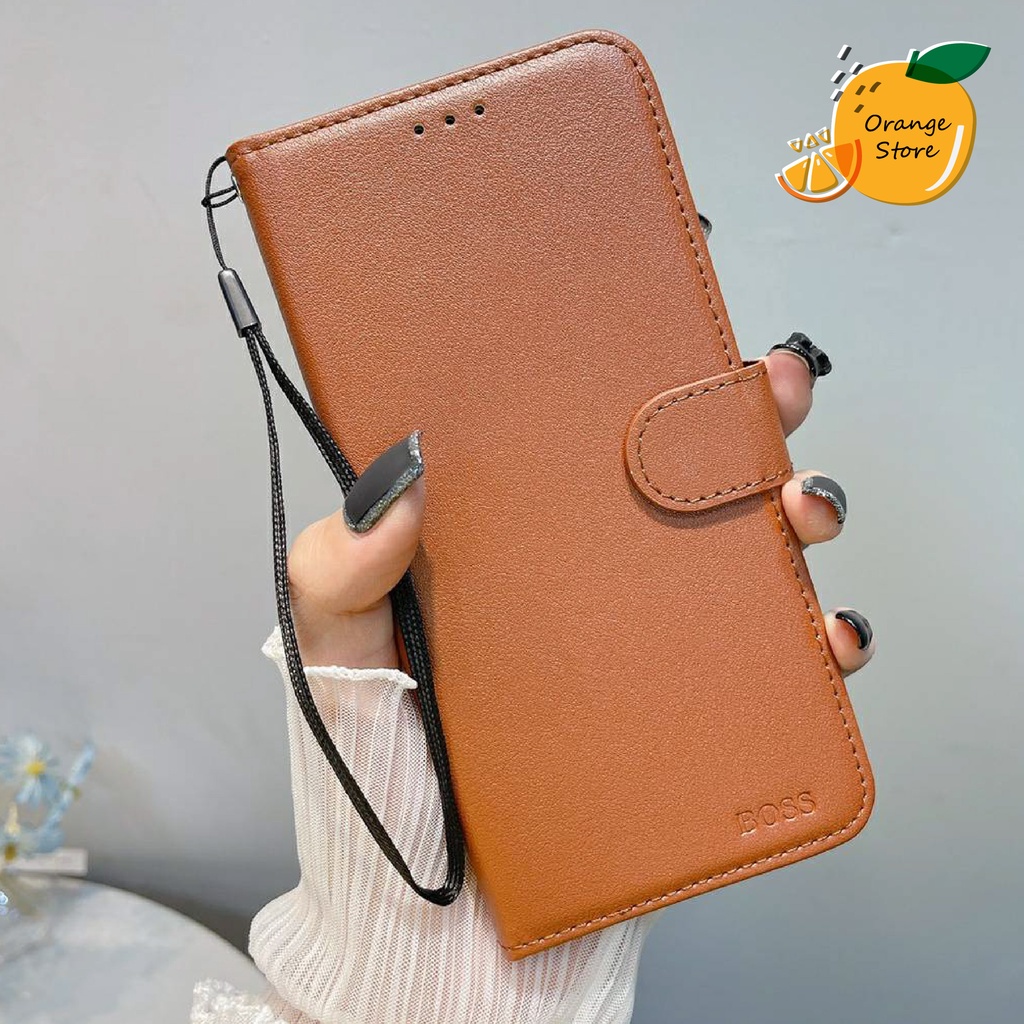 (พร้อมส่งจากไทย) เคส Oppo เคสฝาพับ Boss มีสายคล้องมือ Oppo Reno6(5G) Reno6z(5G) A15 Reno2f Reno5(5g) A3s A59 A57 A39 F11