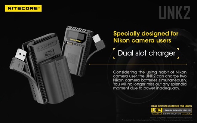 Nitecore UNK2 for NIKON EN-EL15, z7 z6 D850 D810 D800 D750 D610 D7500 D500 #8