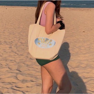 please.tell.me tote bag - Baby Cream