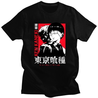 [S-5XL] เสื้อยืดแขนสั้น ผ้าฝ้าย 100% พิมพ์ลายอนิเมะ Tokyo Ghoul Kaneki Ken สีขาว แฟชั่นฤดูร้อน สไตล์ญี่ปุ่น สําหรับผู้ชา