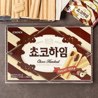 ขนมเกาหลี crown choco heim wafer collection บิสกิตสอดไส้ 2 รส 2 สไตล์ 47g,142g 초코하임 화이트하임