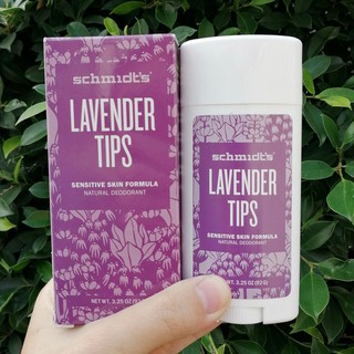 ผลิตภัณฑ์ระงับกลิ่นกาย สำหรับผิวบอบบาง Schmidts® Sensitive Skin Deodorant Stick, LAVENDER TIPS 92g โรลออนสติ๊ก