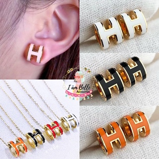 ✨H3~ต่างหูH &amp; สร้อยคอแอร์เมส  (#Stainless Steel)⭐❤️