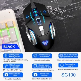 AULA SC100 เมาส์ไร้สาย เมาส์เล่นเกมส์ สำหรับคอมพิวเตอร์