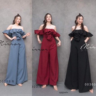 AK 12323 Jumpsuit จั้มสูทแขนกุดแบบเว้าไหล่