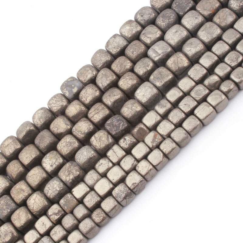 8-9 สี่เหลี่ยมผืนผ้า Pyrite Silvers สีเทาหลวมลูกปัดหินธรรมชาติลูกปัดสําหรับ DIY สร้อยคอสร้อยข้อมือผู