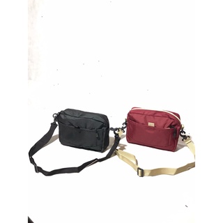 Tas POLOS SLIM BAG MAROON/BLACK MATERIAL CORDURA.SHOULDERBAG MINI CORDURA UNISEX MEN/WOMEN STYLE VINTAGE