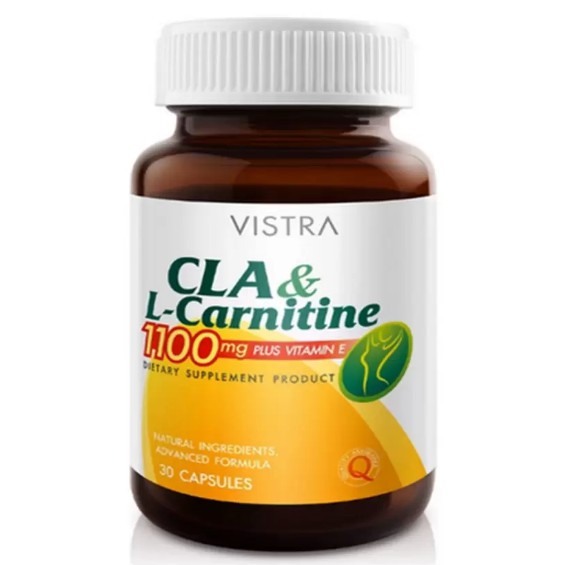 Vistra CLA & L-Carnitine 1100 mg เผาผลาญไขมัน (30 แคปซูล) **หมดอายุยาว**