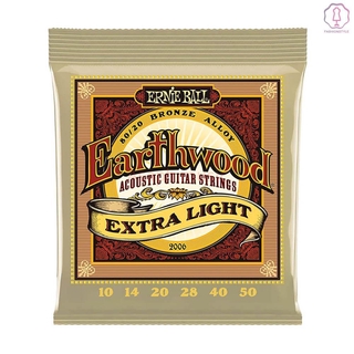 Ernie Ball 2006 Earth Wood Super Light กีตาร์อะคูสติกสตริง 10-50 ชิ้นส่วนเครื่องดนตรี