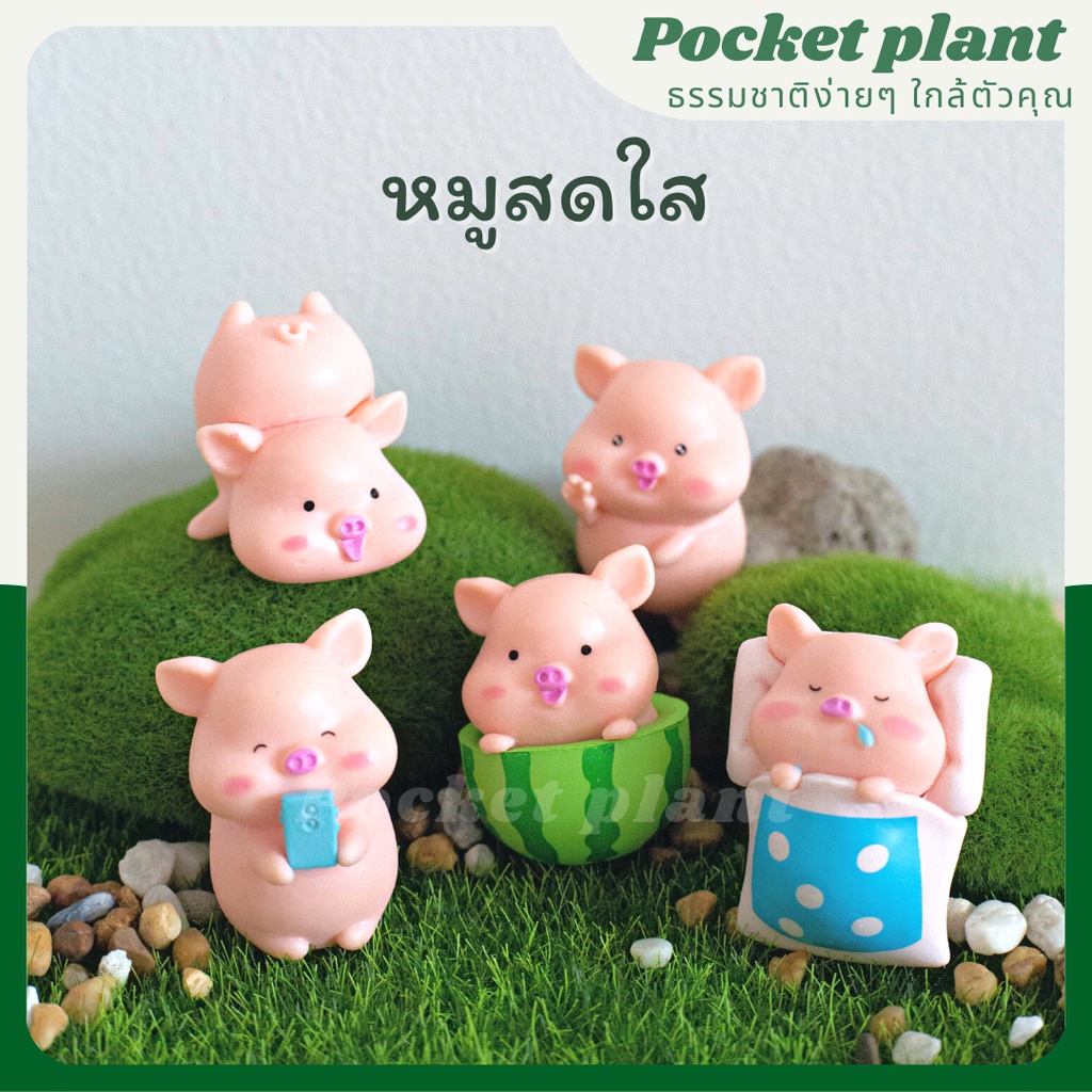หมูสดใส ตุ๊กตาแต่งสวนจิ๋ว จัดสวนถาด โมเดลบ้านจิ๋ว [DolA-M-007]