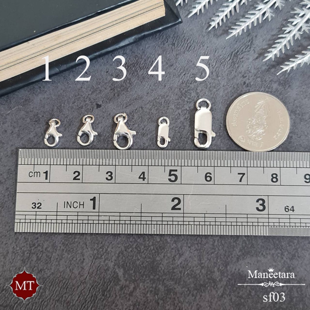 MT ตะขอเงินแท้ ตะขอสปริงก้ามปู อะไหล่ เครื่องประดับเงิน Sterling Silver (sf03) MT Jewelry มณีธารา