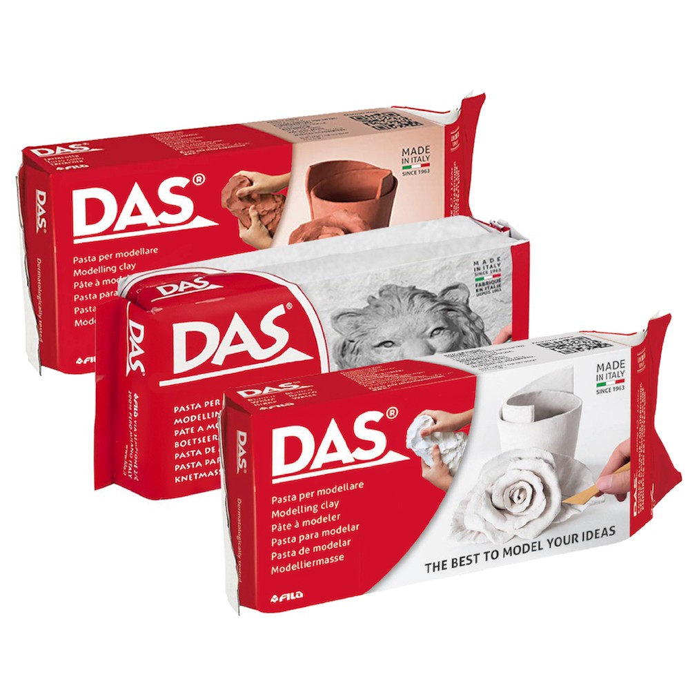 ดินปั้น DAS สีขาว/สีอิฐ/สีเทา 1 kg. (1 ก้อน) ดินปั้นธรรมชาติ Air Hardening Clay