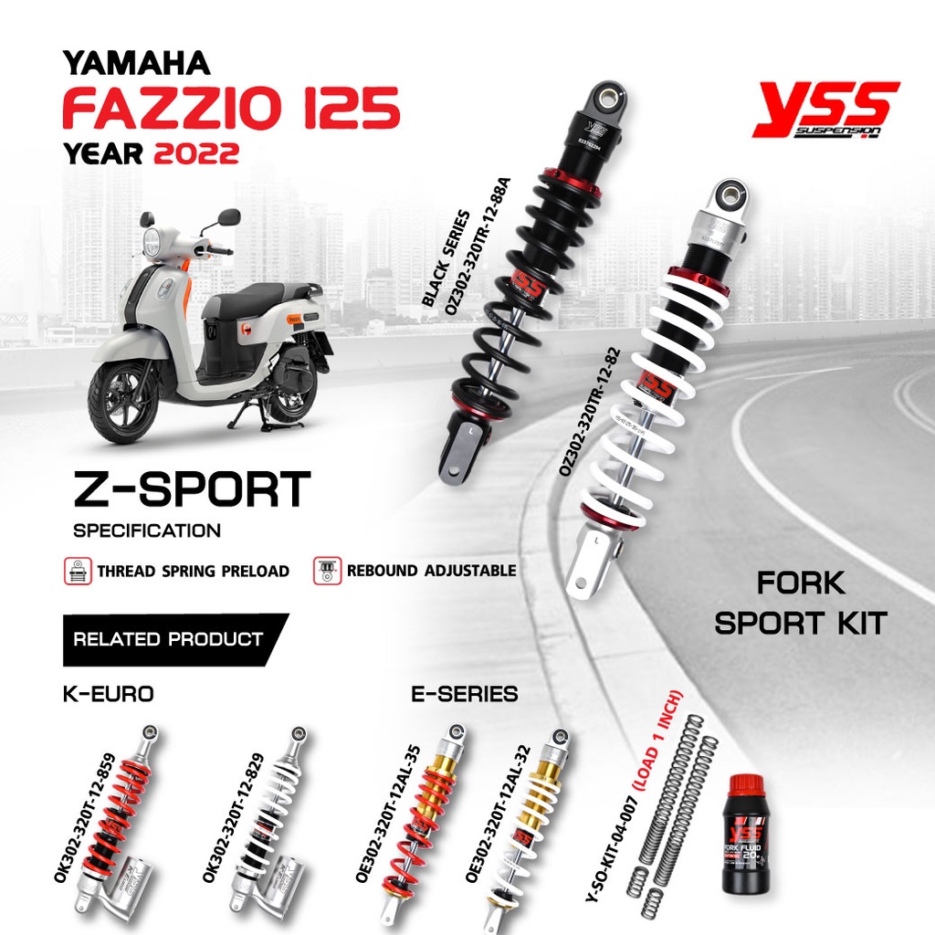 YSS โช๊ค อัพเกรด Yamaha Fazzio 125 ปี 2022