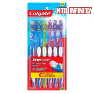 นำเข้า 🇺🇸 Colgate แปรงสีฟัน คอลเกต Colgate Extra Clean Full Head Toothbrush, Soft &amp; Medium - 4 ด้าม 6 ด้าม