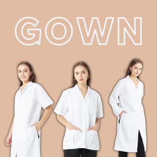 INNO Gown เสื้อกาวน์ ผ้าเรียบลื่น ใส่สบาย ยับยาก ดูแลง่าย ผ้าดีวาย โพลีเอสเทอร์ กาวน์แพทย์ กาวน์หมอ