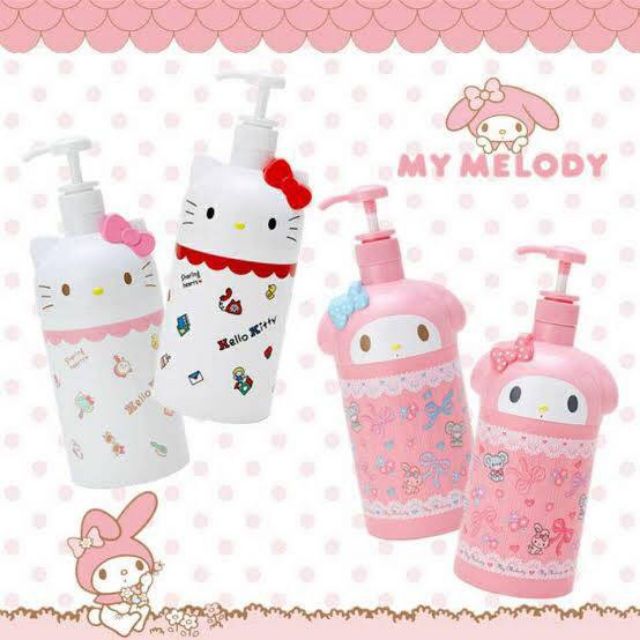 พร้อมส่ง ขวดปั้ม Hello Kitty & My Melody ใส่เจลล้างมือ สบู่เหลว แชมพู ขนาด1000ml