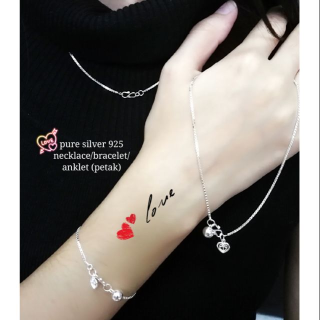 สร้อยคอเงิน 925 สําหรับผู้หญิง Rantai Leher Perempuan Perak Tulen 925 สร้อยคอเงินสร้อยคอ (Petak) เงิ