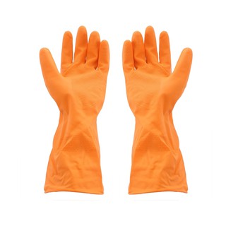 (แพค 12 คู่) ตราม้า ถุงมือยาง ไซส์ L สีส้ม Latex Rubber Glove