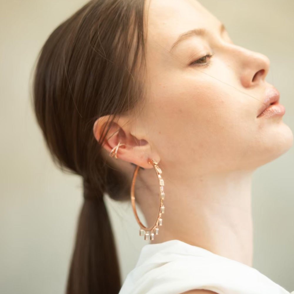 [ส่งด่วนฟรี]SWAN – Cross Ear Clip ต่างหูหนีบเงินแท้ คล้องหู ไม่ต้องเจาะ ฝังเพชรคิวบิกเซอร์โคเนีย ราคา ถูกที่สุด ดีลบีเคเค แกลเลอรีภาพที่ 2