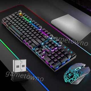 Wili 2.4G Wireless Gaming Keyboard and Mouse Set Colorful LED Breathing Light Keypad