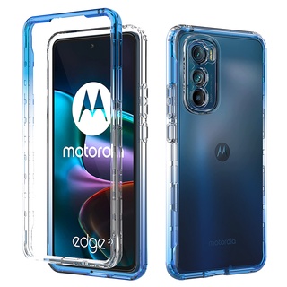 สําหรับ Motorola Edge 30 / Edge 30 Pro เต็มตัว ไฮบริด ทนทาน กันกระแทก ไล่ระดับสี ใส เคสด้านหลัง