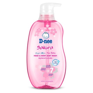 🔥HOT🔥 ดีนี่ ซากุระ สบู่เหลวอาบและสระ สำหรับเด็กแรกเกิด 380มล. D-nee Sakura Head &amp; Body Baby Wash for Newborn 380ml