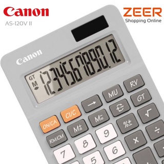 เครื่องคิดเลข แคนนอน Canon Desktop Calculator รุ่น AS-120V II  คุณสมบัติ - เครื่องคำนวณแบบตั้งโต๊ะ จอภาพ LCD ขนาดใหญ่