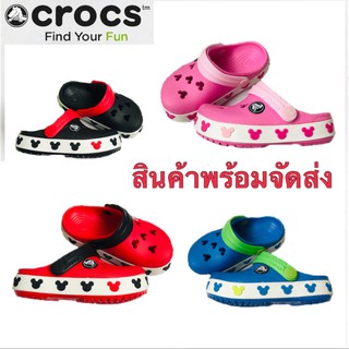 CROCS Fun Lab Disney Mickey Mouse Lights Clog รองเท้าลำลองเด็ก CROCS รองเท้าเด็ก ใส่ได้ทั้งเด็กผู้ชาย/เด็กผู้หญิง