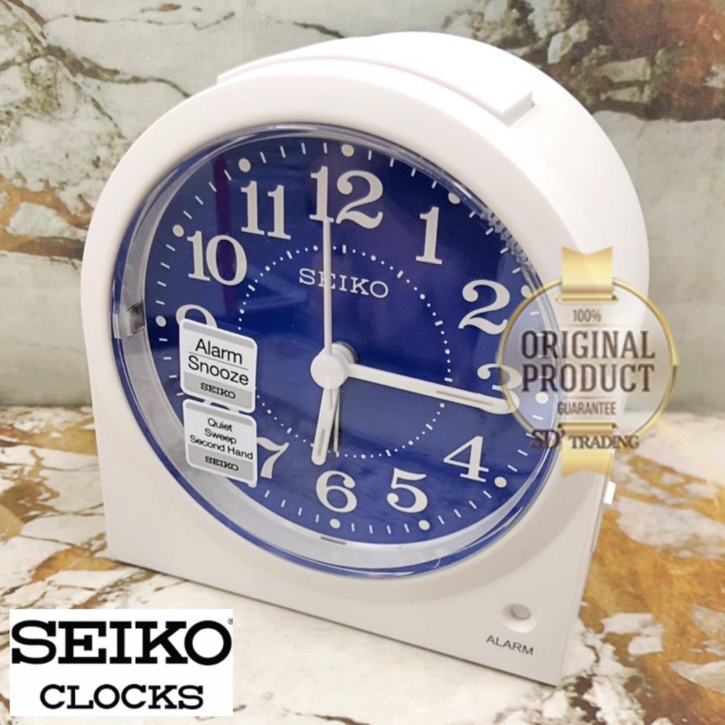 SEIKO นาฬิกาปลุก Alarm Clock (Snooze) QHE179W - สีขาว/หน้าน้ำเงิน