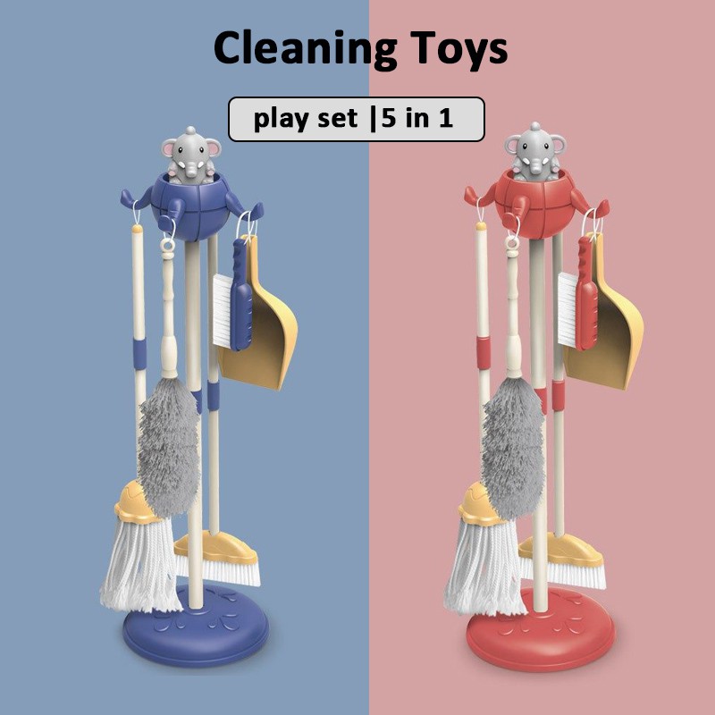 ❤ Kids elephant Housework Tool Toys Plastic Cartoon Pretend Play Cleaning  Broom Mop Brush Set Educational Toys For Chris | Shopee Thailand