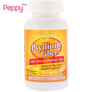 21st Century Psyllium Fiber 160 Capsules ไซเลี่ยม ฮักส์ ไฟเบอร์ เทียนเกล็ดหอย 160 แคปซูล