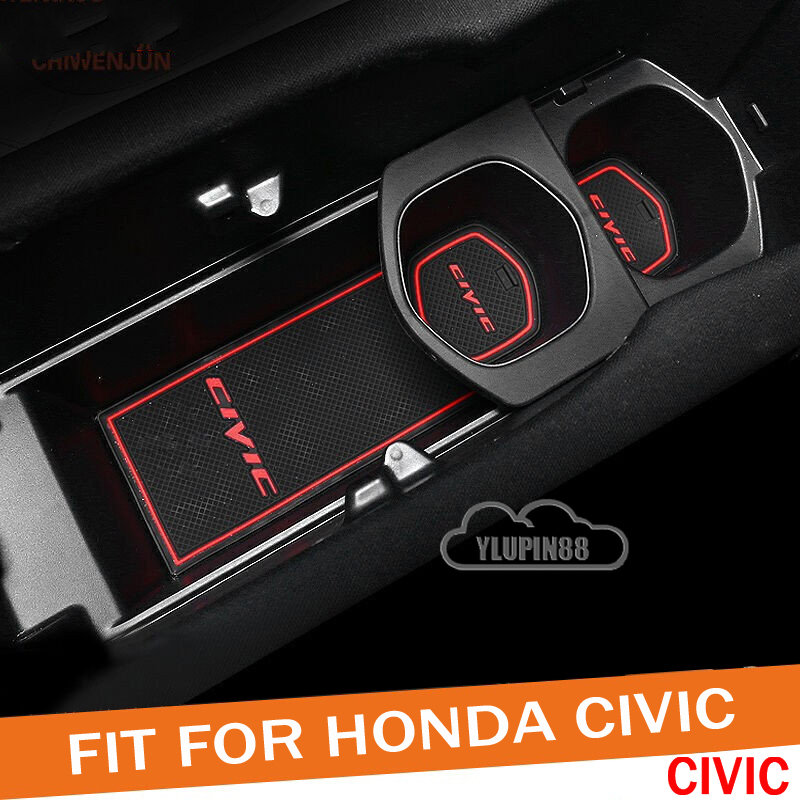 Hond Civic Car Gate Slot Mats Storage ผู้ถือยาง Auto ถ้วยเบาะประตู Groove Pad ภายในกันน้ํากันฝุ่น No