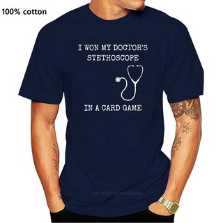 พร้อมส่ง เสื้อยืดลําลอง แขนสั้น พิมพ์ลาย I Won My DoctorS Stethoscope Card Game Nurses หลากสีสันS-5XL