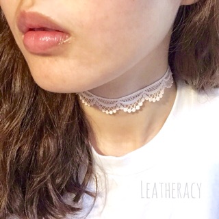 Lace Choker สร้อยโชคเกอร์ลูกไม้สีชมพูอ่อน